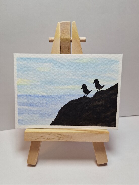 Laura Rath, Artist Other - "Coastal Bliss" Hand-painted gouache painting (Tiny original artwork)